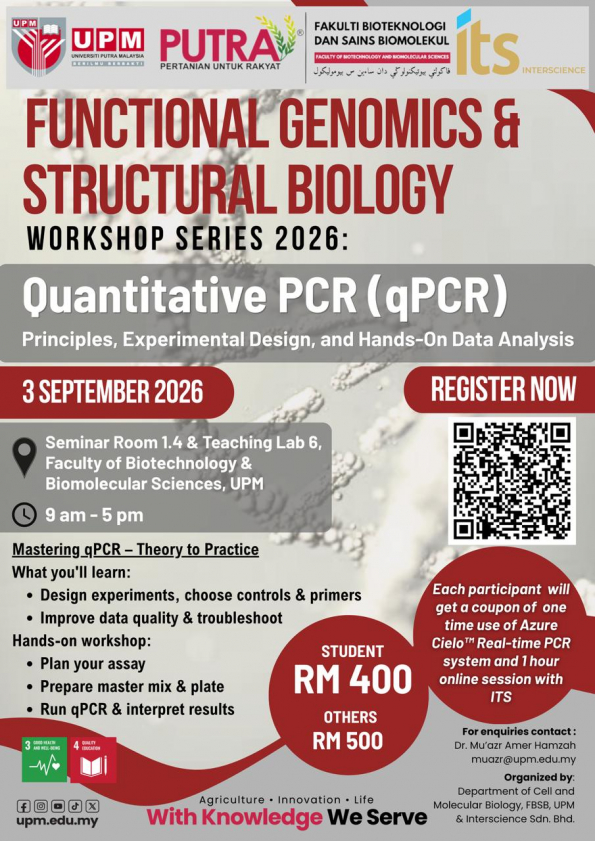 Functional Genomics & Structural Biology (FGSB) Workshop Series 2026:    Quantitative PCR (qPCR): Principles, Experimental Design, and Hands-On Data Analysis